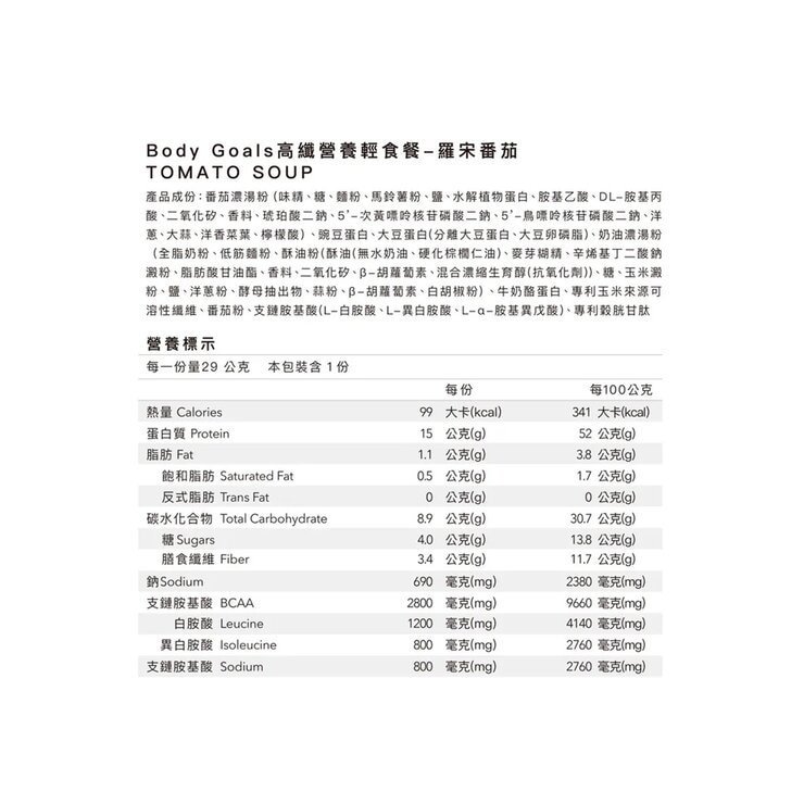 Body Goals 高纖營養餐輕食餐 羅宋番茄 X 30入 - Image 2