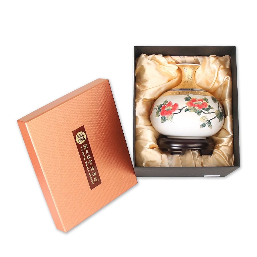 金彩茶花雙喜瓶 - Image 2