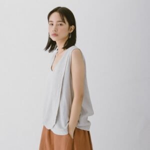 【預購】前片大V領背心 - 灰