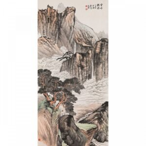 宣彩畫 民國 鄭昶 雲峰觀瀑