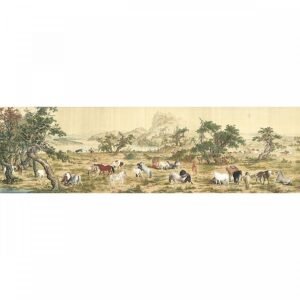 數位複製畫 清 郎世寧 百駿圖 (局部120cm)