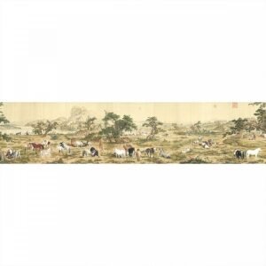 數位複製畫 清 郎世寧 百駿圖 (局部150cm)