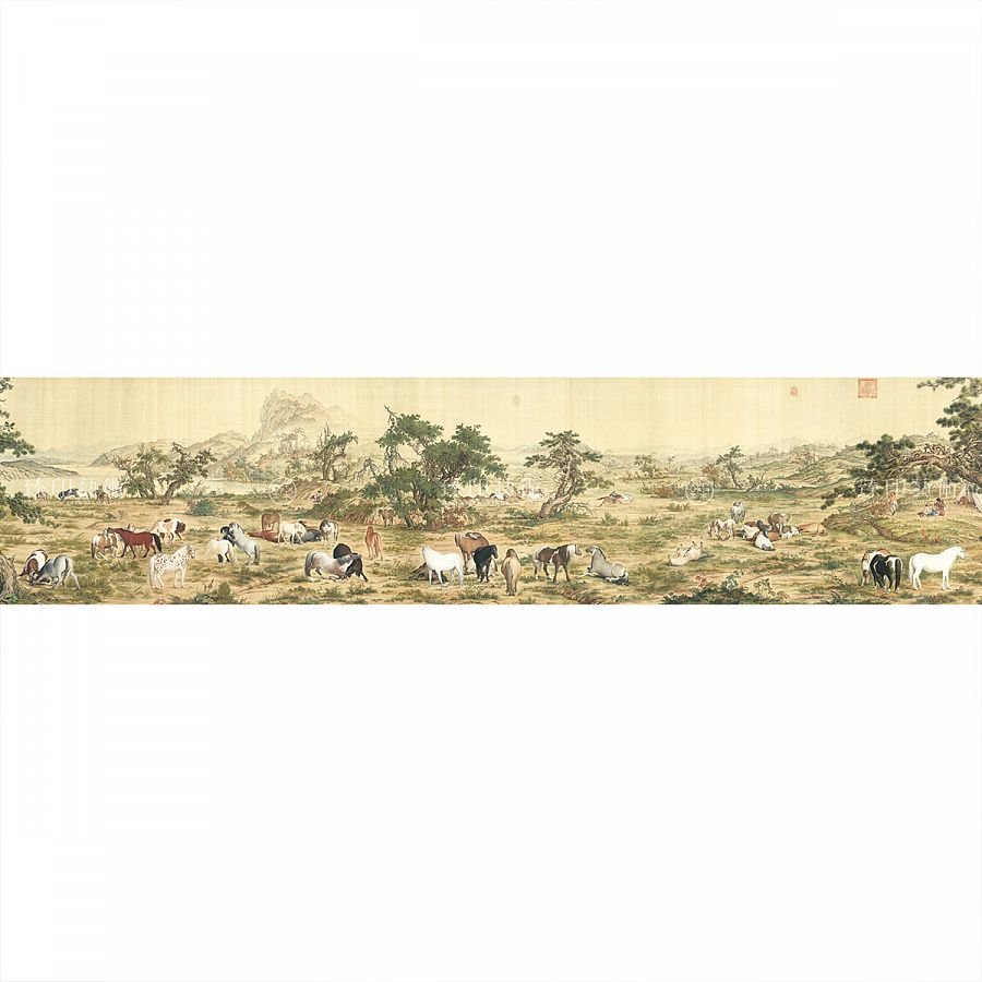 數位複製畫 清 郎世寧 百駿圖 (局部150cm)