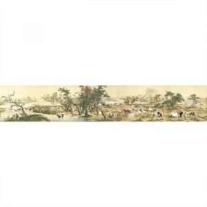 數位複製畫 清 郎世寧 百駿圖 (局部200cm)