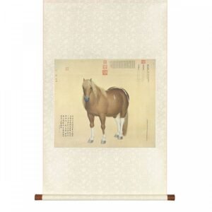 掛軸 清 郎世寧 畫十駿圖 雪點鵰 S