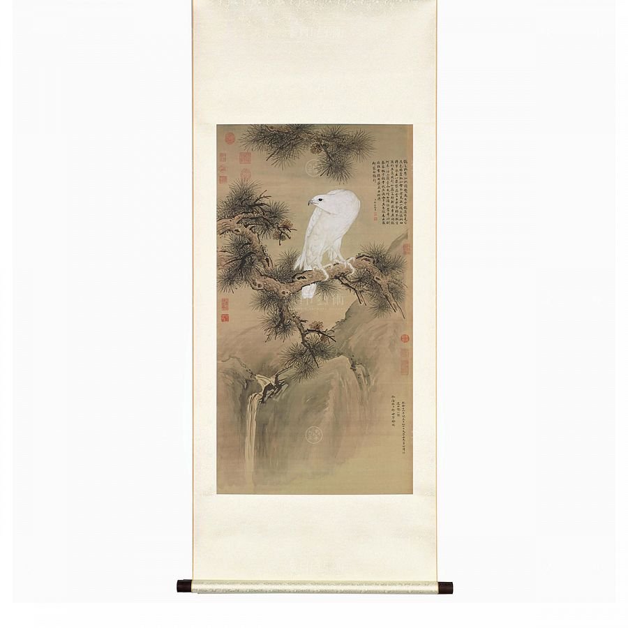 掛軸 清 郎世寧 白鶻圖