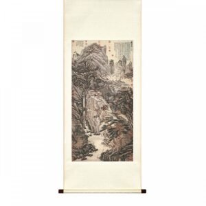 掛軸 明 沈周 畫廬山高 S