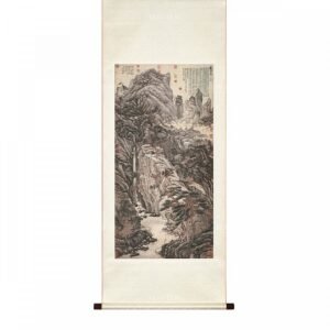 掛軸 明 沈周 畫廬山高 M