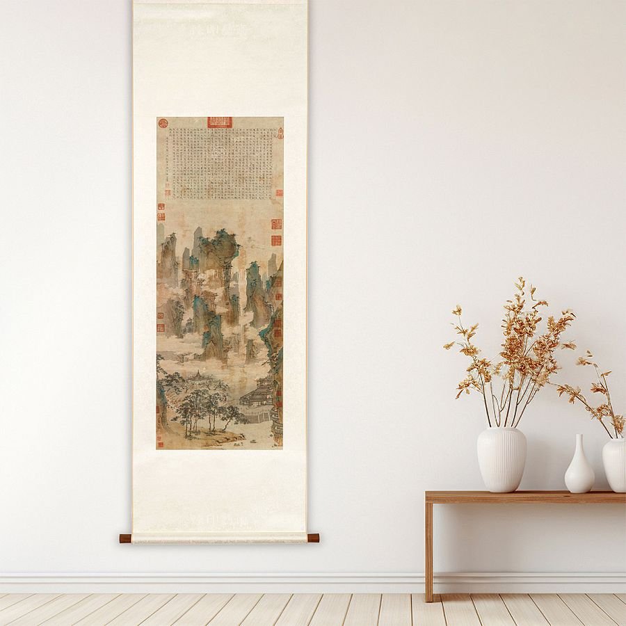 掛軸 明 仇英 仙山樓閣圖 - Image 3