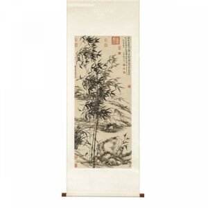 掛軸 清 元濟 王原祁 合作蘭竹 L
