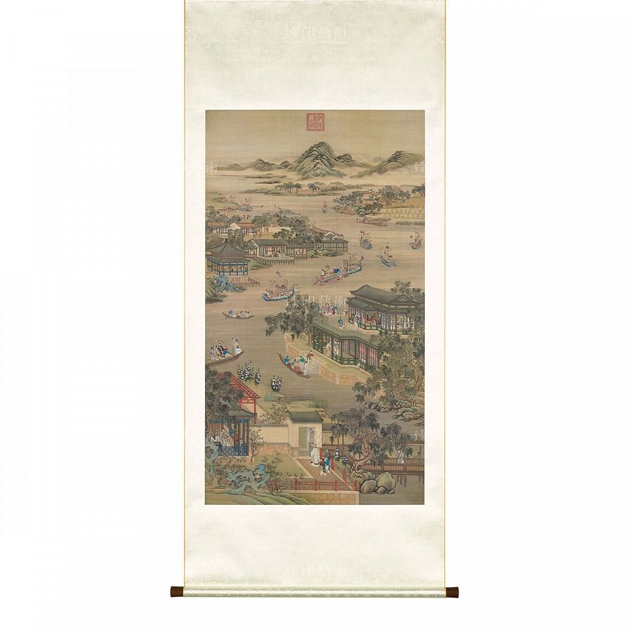 掛軸 清畫院畫十二月月令圖 五月 S
