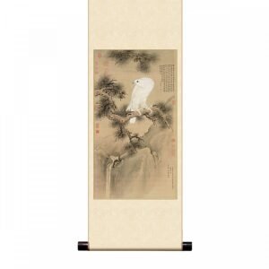 宣彩軸 清 郎世寧 白鶻圖