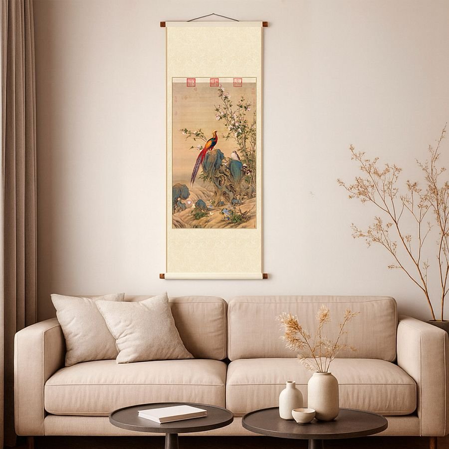 宣彩軸 清郎世寧 錦春圖 - Image 3