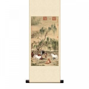 宣彩軸 清 郎世寧 八駿圖