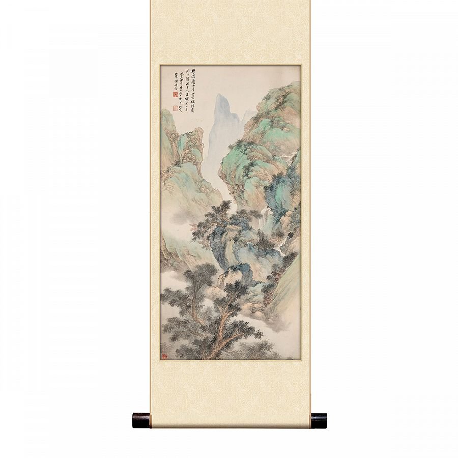 宣彩軸 民國 祁崑 廬山憶舊