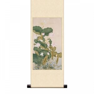 宣彩軸 清 沈世傑 荷花