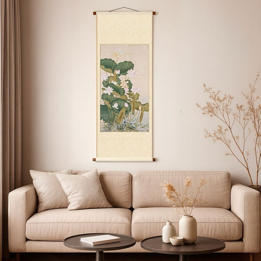 宣彩軸 清 沈世傑 荷花 - Image 3