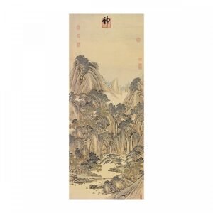 畫心＿清唐岱倣范寬秋山瀑布軸