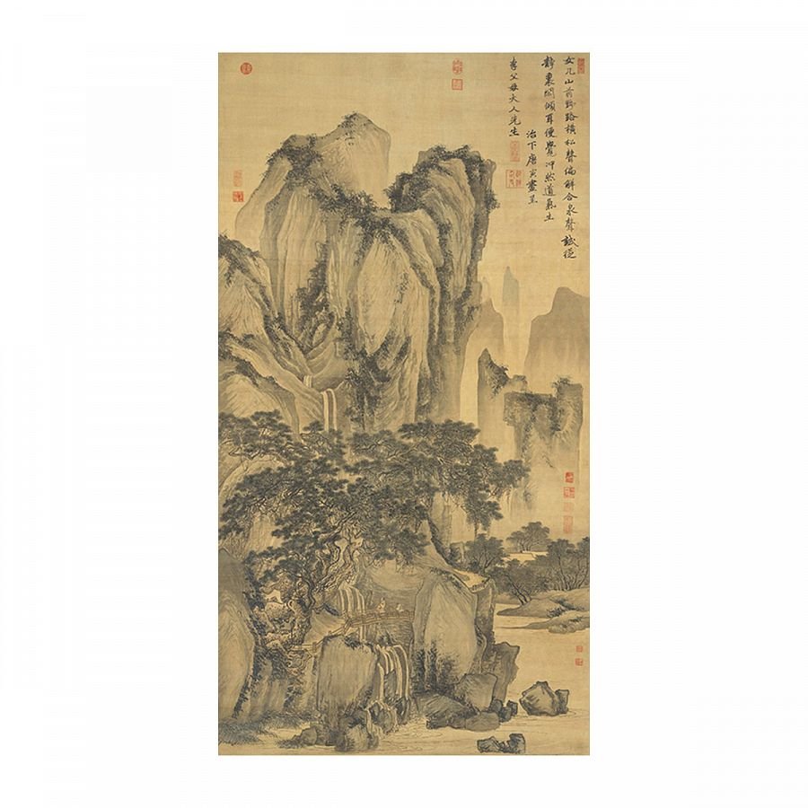 畫心_明唐寅畫山路松聲軸