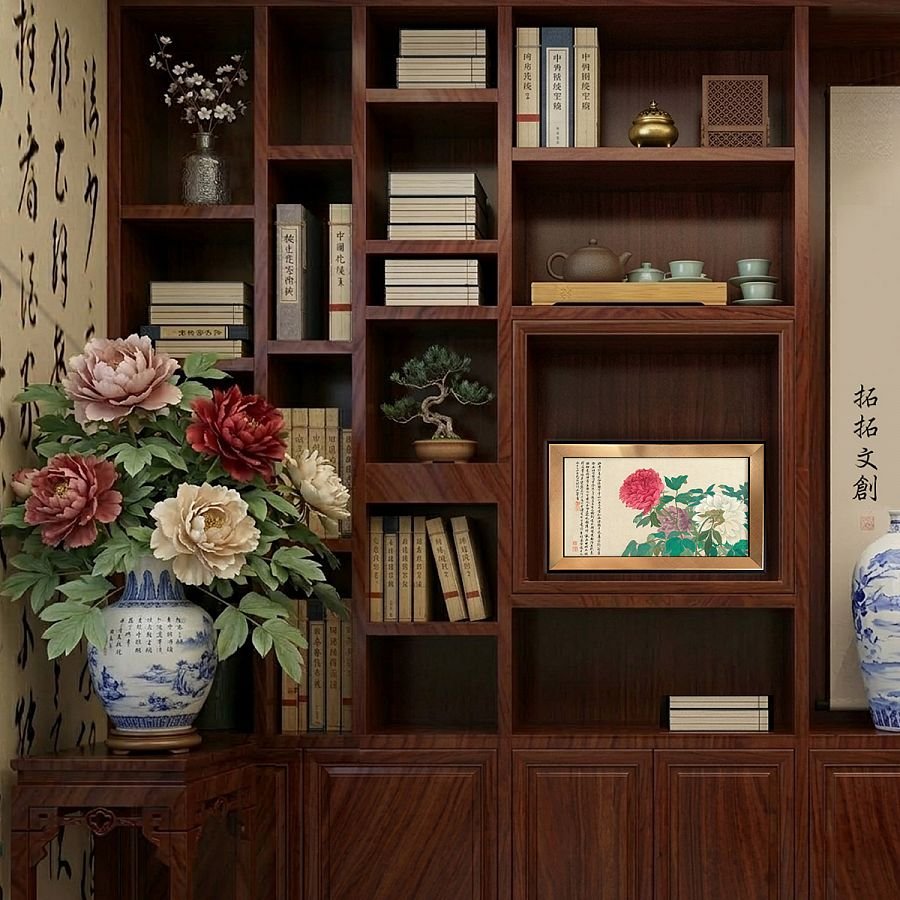 藝術小框畫_清惲壽平王翬花卉山水合冊牡丹 - Image 3