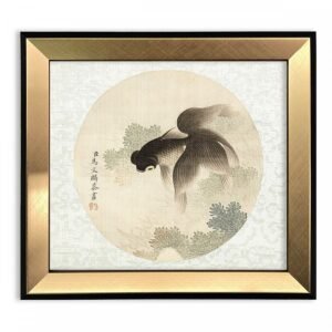 藝術小框畫_清馬文麟畫魚藻冊金魚