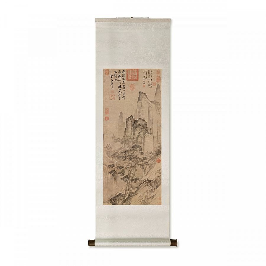 卷軸_明唐寅空山觀瀑圖 軸