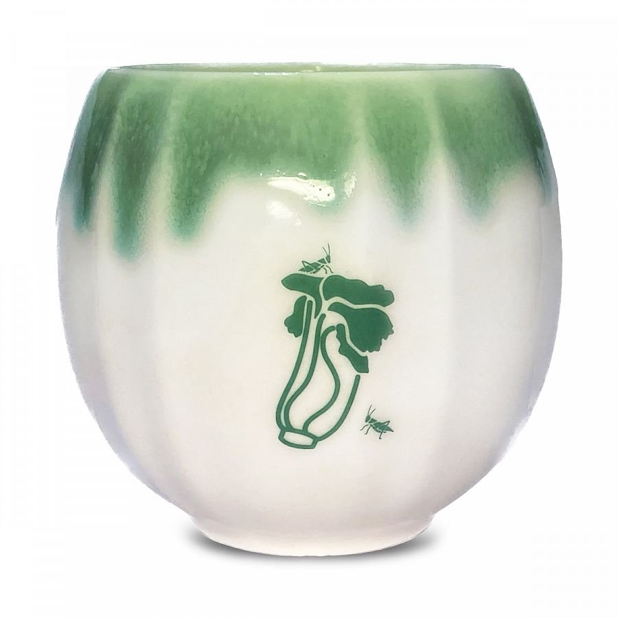翠玉白菜花開富貴杯(綠)