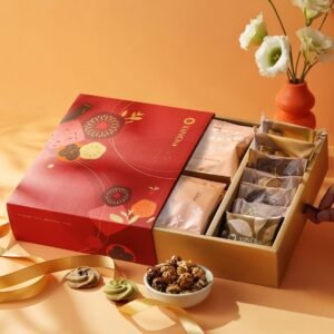 【預購】【台灣製】端午禮盒 | 緞藏金匣 焙茶爆米花&鐵觀音蛋捲&台灣茶包 13/12入