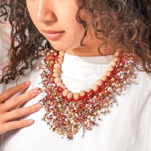 【預購】【台灣製】【原風藝站】陶土串珠珊瑚短鍊 | 原住民 族服 台灣印象
