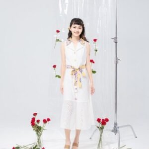 【預購】【波麗印花】歐妮姐姐風 布蕾絲魚尾長裙 皇后普蒂亞黃