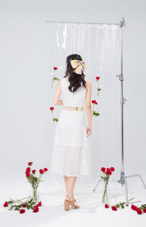 【預購】【波麗印花】歐妮姐姐風 布蕾絲魚尾長裙 皇后普蒂亞黃 - Image 3