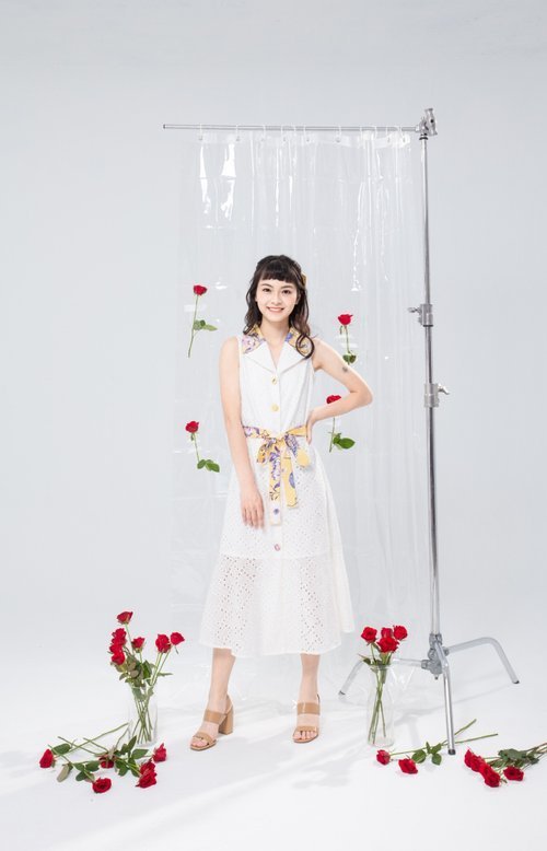 【預購】【波麗印花】歐妮姐姐風 布蕾絲魚尾長裙 皇后普蒂亞黃 - Image 4