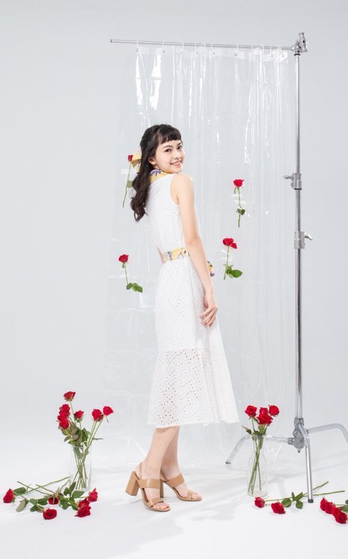 【預購】【波麗印花】歐妮姐姐風 布蕾絲魚尾長裙 皇后普蒂亞黃 - Image 5