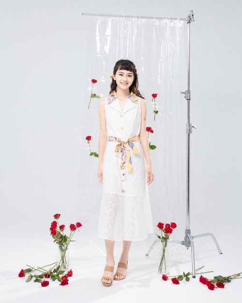 【預購】【波麗印花】歐妮姐姐風 布蕾絲魚尾長裙 皇后普蒂亞黃 - Image 6