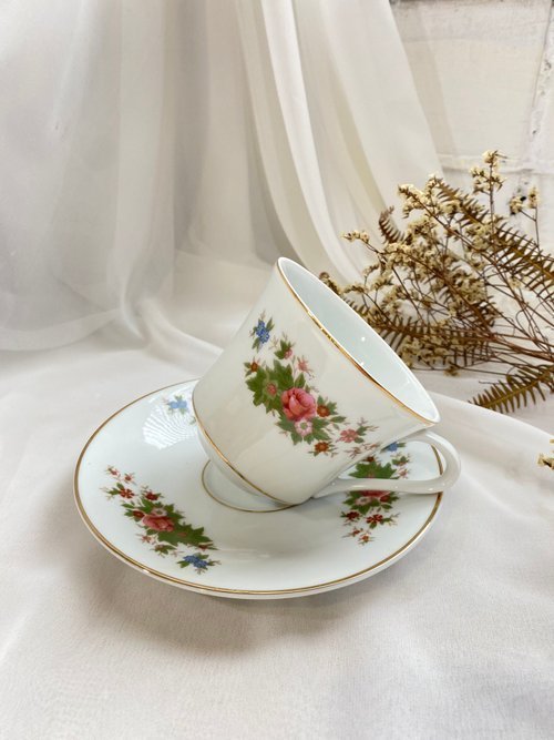 【預購】【台灣製】【好日戀物】台灣古董古件-典雅花卉陶瓷茶杯組 - Image 3