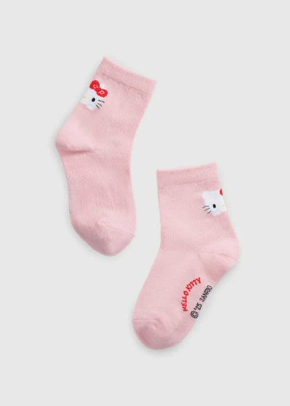 【台灣製】兒童_Hello Kitty系列.緹花中筒襪 - Image 2