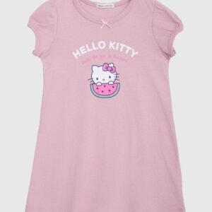 【台灣製】兒童連身_Hello Kitty系列．裙片抽皺長袖睡衣