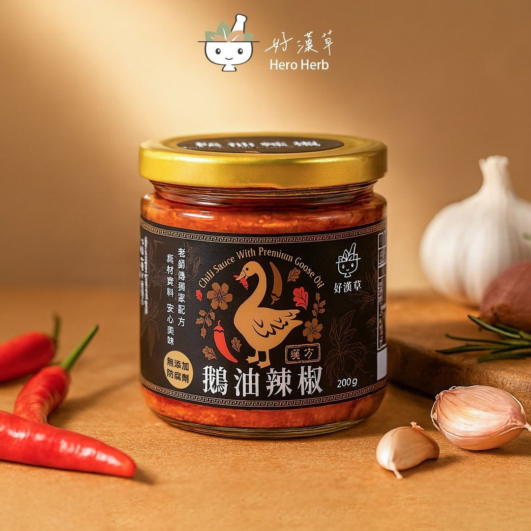 【台灣製】好漢草-漢方鵝油辣椒 (沾醬/入菜/拌麵/麻辣火鍋/燒烤刷醬)