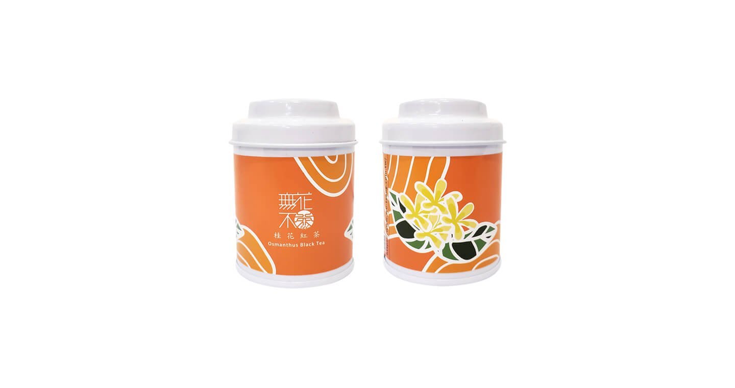 【無花不茶】原葉花茶系列-紅茶款:桂花紅茶—3g三角茶包*3入小鐵罐裝*5罐