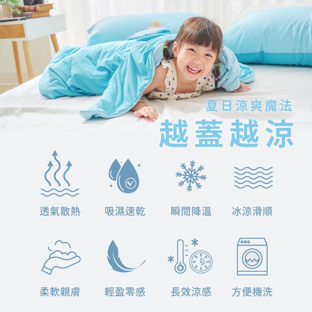 【台灣製】甜霜被 / 雙人【果凍藍】雙人四季被 涼感被 冰涼紗 甜霜系列 - Image 3