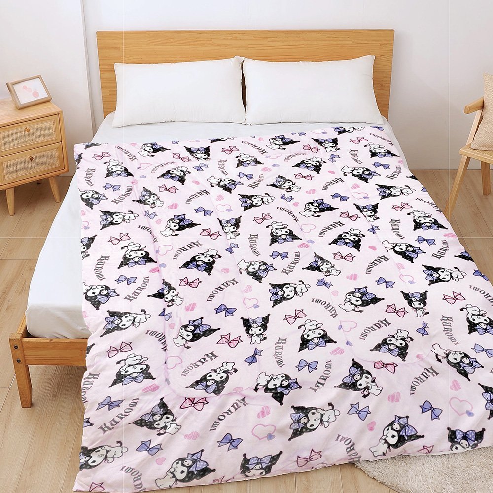 【台灣製】棉被 / 法蘭絨【紫色緞帶】150x200cm 酷洛米 正版授權 抗寒冬被 三麗鷗 - Image 2