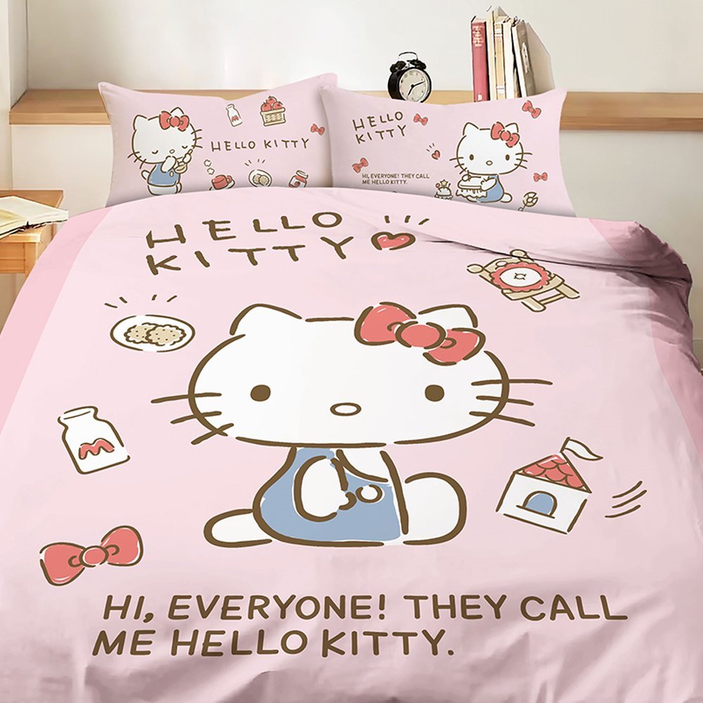 【台灣製】床笠 / 雙人【愛物集趣】雙人床笠含二件枕套 HELLO KITTY 三麗鷗 - Image 4