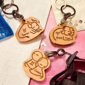 【預購】【台灣製】台灣檜木手工製作原創12星座吊飾 雙面圖案