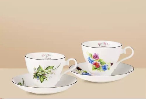 【預購】英國Aynsley 月份花系列 骨瓷咖啡杯盤組150ml 禮盒包裝 - Image 2