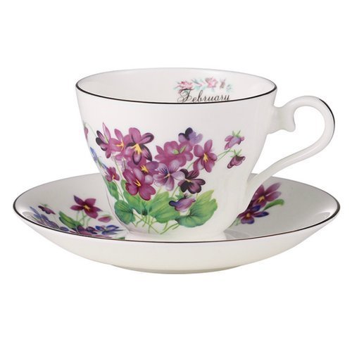 【預購】英國Aynsley 月份花系列 骨瓷咖啡杯盤組150ml 禮盒包裝 - Image 4