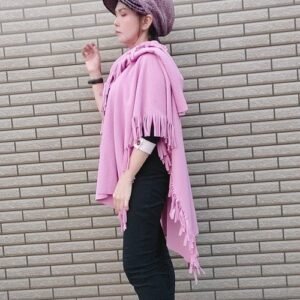 【預購】DYM Fashion莫蘭迪 丁香粉 雙面刷毛斗篷 披風 圍巾 時尚訂製服
